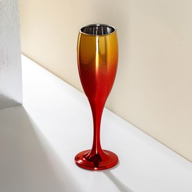 Бокал стеклянный для шампанского «Мераба», 200 мл, цвет красно-золотой градиент