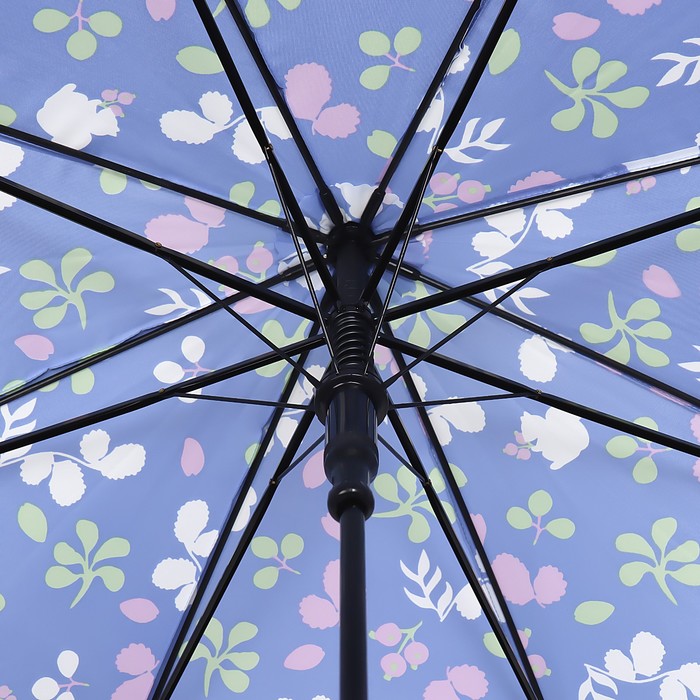 Зонт - трость полуавтоматический «Цветочки», 8 спиц, R = 51 см, цвет голубой - фото 1926401461