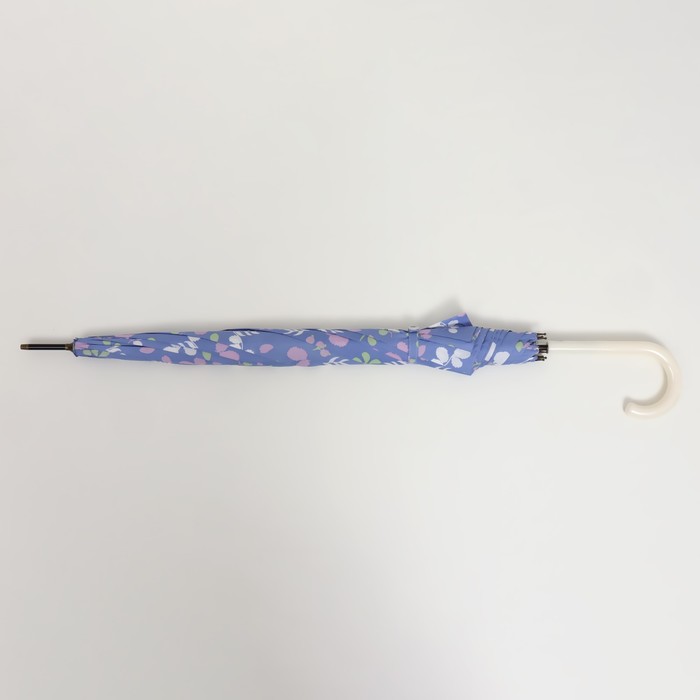 Зонт - трость полуавтоматический «Цветочки», 8 спиц, R = 51 см, цвет голубой - фото 1926401463