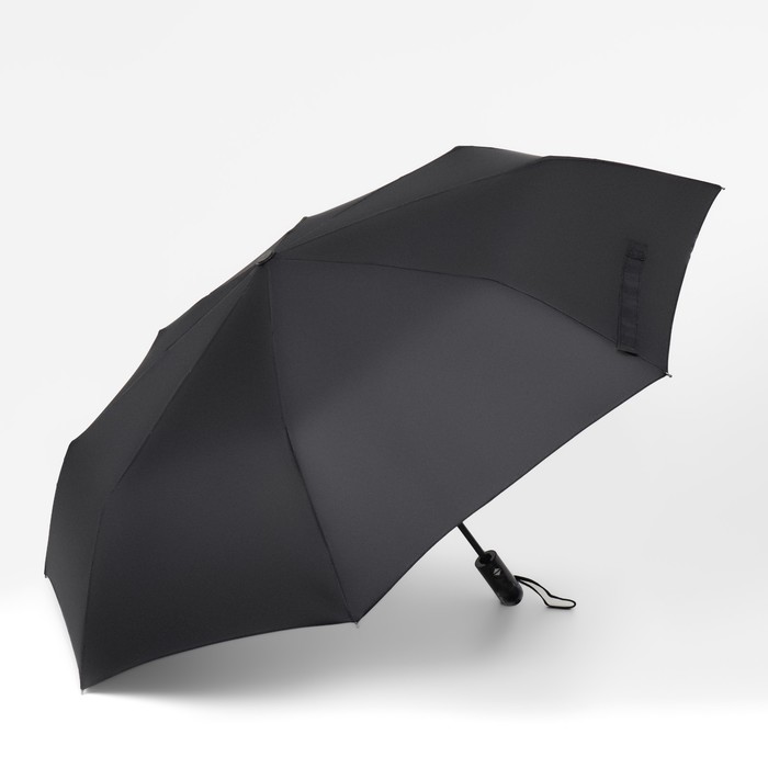 Зонт автоматический «Black», 3 сложения, 8 спиц, R = 48 см, цвет чёрный - фото 1904515687
