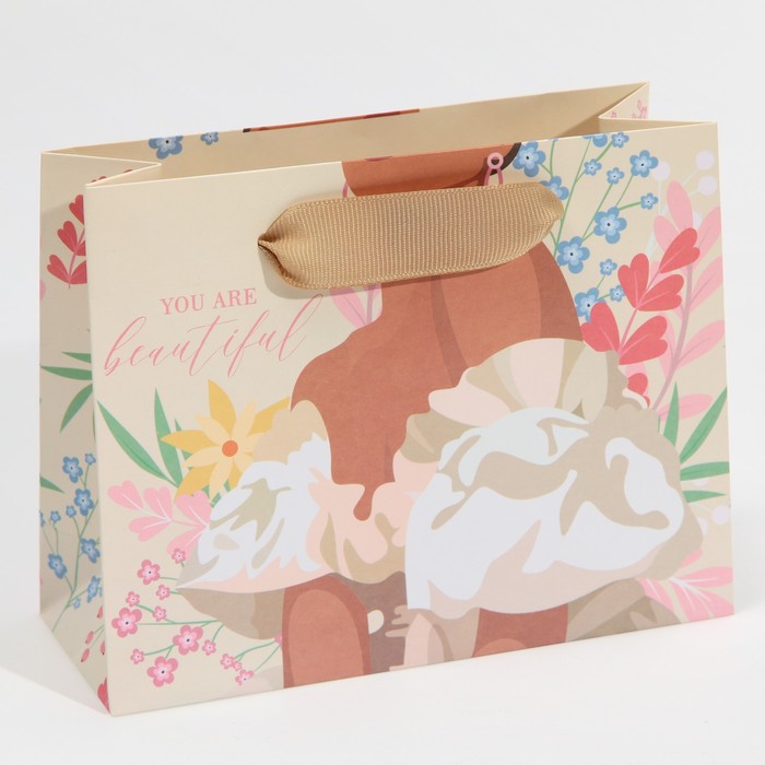 Пакет подарочный ламинированный горизонтальный, упаковка, «Beautiful», S 12 х 15 х 5,5 см - Фото 1