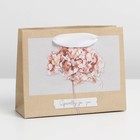 Пакет подарочный крафтовый вертикальный, упаковка, «Цветы», S 15 х 12 х 5.5 см - Фото 1