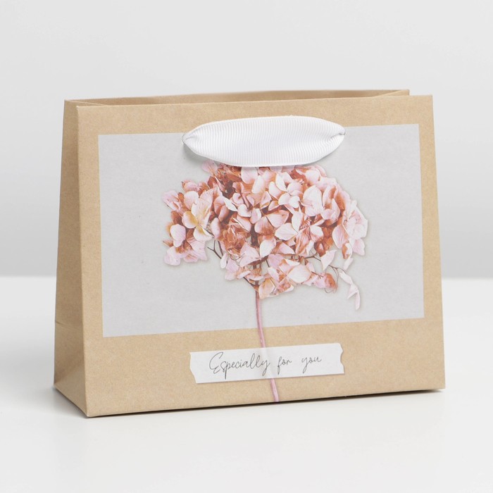 Пакет подарочный крафтовый вертикальный, упаковка, «Цветы», S 15 х 12 х 5.5 см - Фото 1