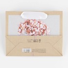 Пакет подарочный крафтовый вертикальный, упаковка, «Цветы», S 15 х 12 х 5.5 см - Фото 4