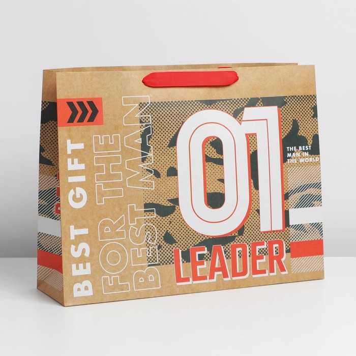 Пакет подарочный крафтовый, упаковка, «Номер один», L 31×40×11.5 см - Фото 1