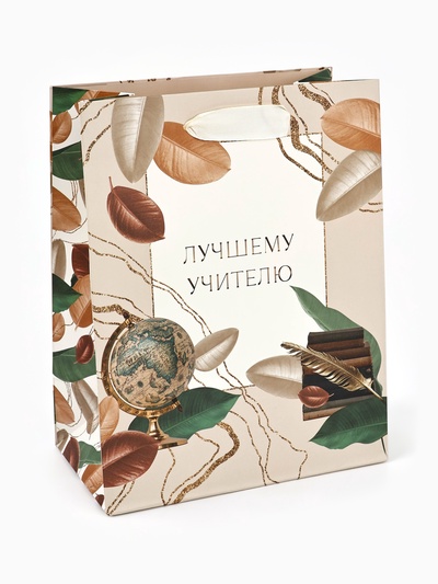 Пакет подарочный ламинированный, упаковка, «Лучшему учителю», MS 18 х 23 х 10 см