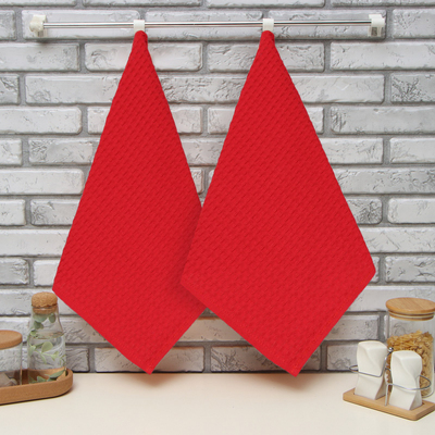 Набор кухонных полотенец «Доляна», бордовый, 35×60 см-2 шт., 100% хлопок, вафля, 220 г/м²