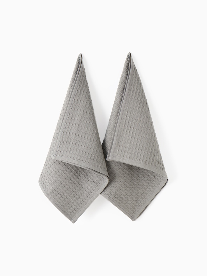 Набор кухонных полотенец «Доляна» Monochrome, 2 шт., тёмно-серые, однотонные, 35×60 см - Фото 1