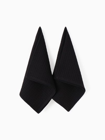 Набор кухонных полотенец «Доляна», чёрный, 35×60 см-2 шт., 100% хлопок, вафля, 220 г/м²