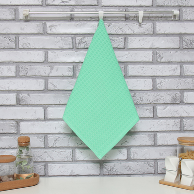 Кухонное полотенце «Доляна», салатовое, 35×60 см, 100% хлопок, крупная вафля 220 г/м²