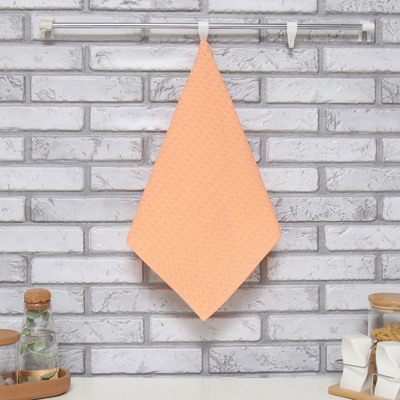 Кухонное полотенце «Доляна», коралловое, 35×60 см, 100% хлопок, крупная вафля 220 г/м²