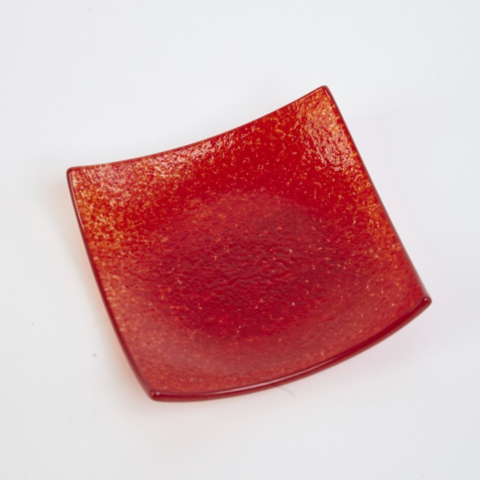 Подсвечник квадратный красный, 10×10 см, BDK Glass - Фото 1