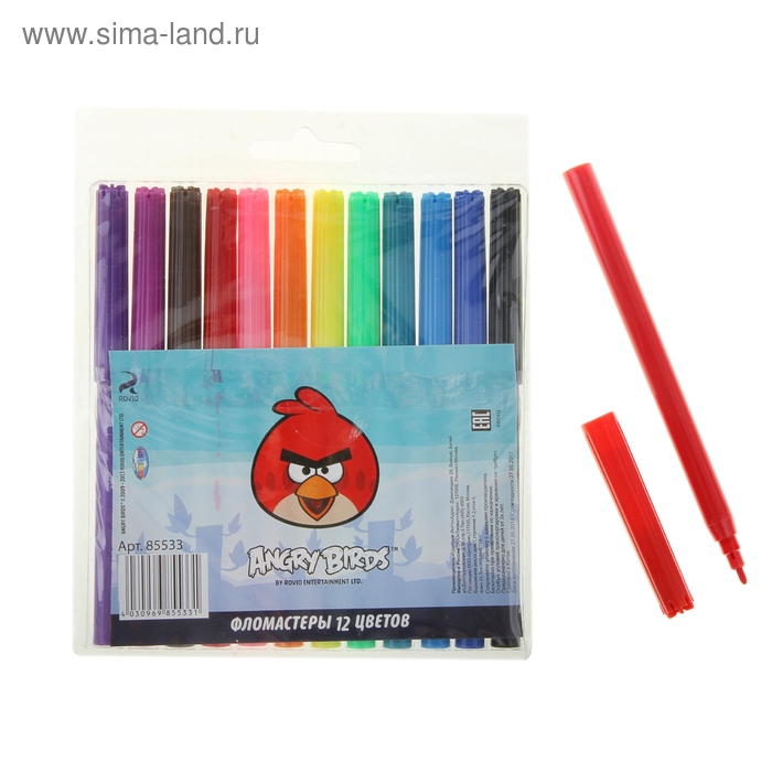 Фломастеры 12цв Angry Birds - Фото 1