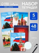 Тетради 48 листов в клетку «Россия», серые листы, 5 штук - Фото 1