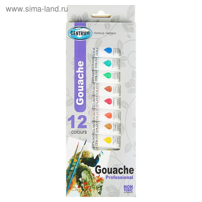 Гуашь в тубах, 12 цветов х 12 мл - Фото 1