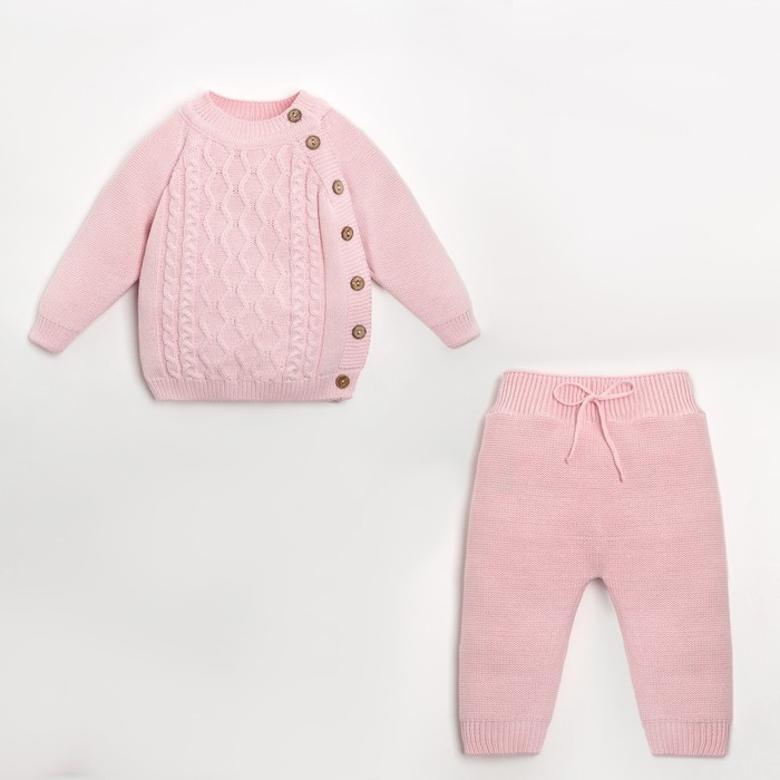 

Комплект вязаный Крошка Я "Cute" рост 74-80 см, цвет розовый