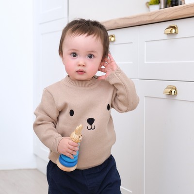 Джемпер вязаный Крошка Я «Мишка», рост 74-80 см, бежевый