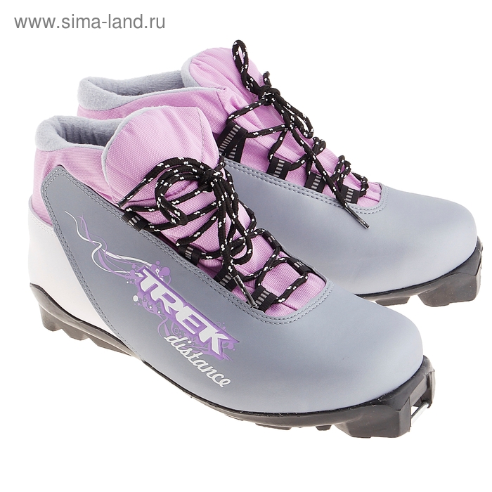 Ботинки лыжные TREK Distance Women SNS ИК, цвет серый металлик, лого сиреневый, размер 42 - Фото 1