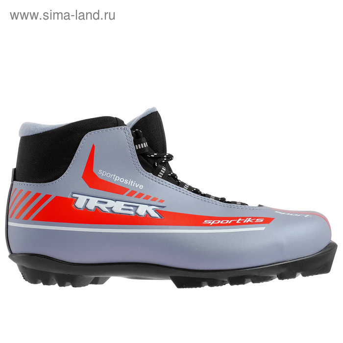 Ботинки лыжные TREK Sportiks NNN ИК, цвет серый металлик, лого красный, размер 43 - Фото 1