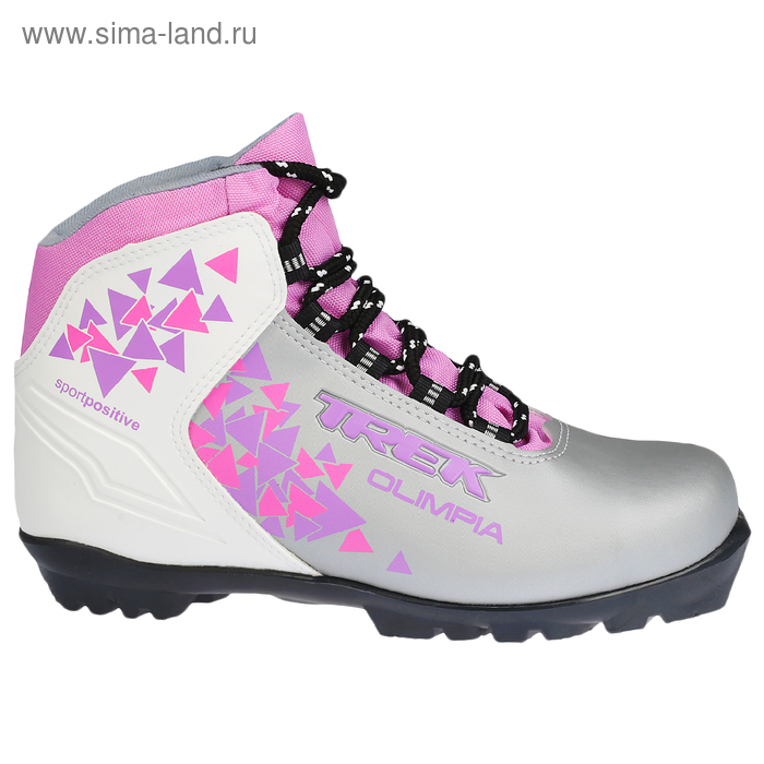 Ботинки лыжные TREK Olimpia NNN ИК, цвет серебристый, лого сиреневый, размер 36