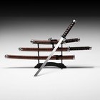 Сувенирное оружие "Катаны Тайго" 3в1, набор на подставке, 47см/79см/105см, ножны под тигра - фото 3563613