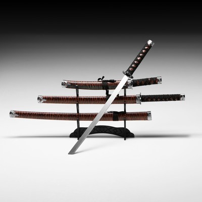 Сувенирное оружие "Катаны Тайго" 3в1, набор на подставке, 47см/79см/105см, ножны под тигра