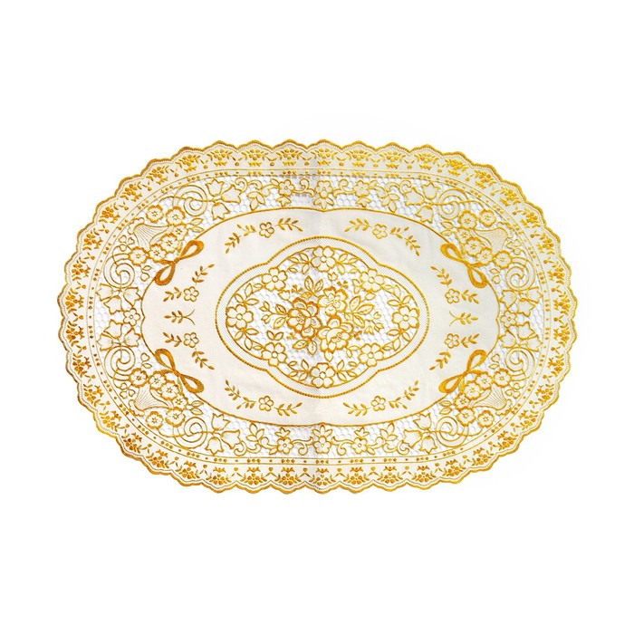 Салфетка Towa Grace, ажурная, овал, 30х45 см, цвет золото