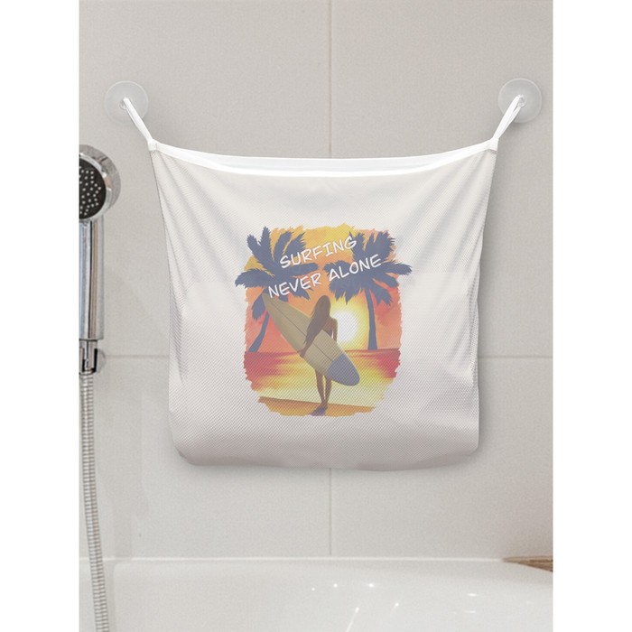 Органайзер в ванну на присосках «Серфинг на закате», для хранения игрушек и мелочей, размер 33х39 см - Фото 1