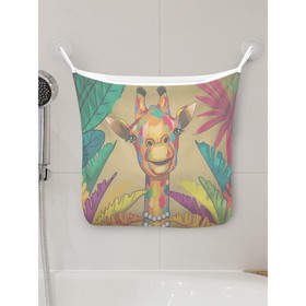 Органайзер в ванну на присосках «Разноцветный жираф», для хранения игрушек и мелочей, размер 33х39 см