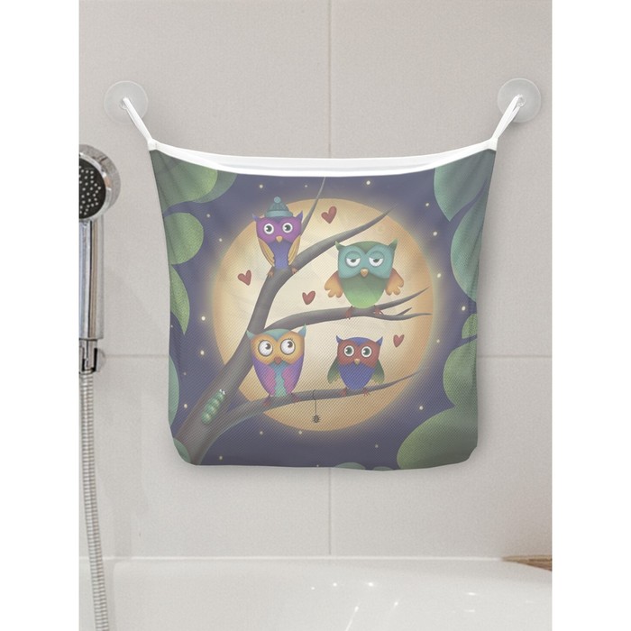 Органайзер в ванну на присосках «Совы ночью», для хранения игрушек и мелочей, размер 33х39 см - Фото 1