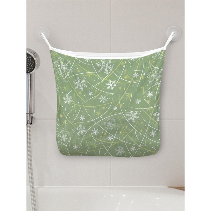 Органайзер в ванну на присосках «Приятные снежинки», для хранения игрушек и мелочей, размер 33х39 см - Фото 1