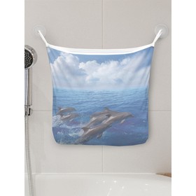 Органайзер в ванну на присосках «Прыгающие дельфины», для хранения игрушек и мелочей, размер 33х39 см