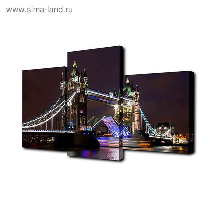 Картина модульная на подрамнике "Ночной лондонский мост" 26х50см; 26х40см; 26х32см   50х80см   88666 - Фото 1