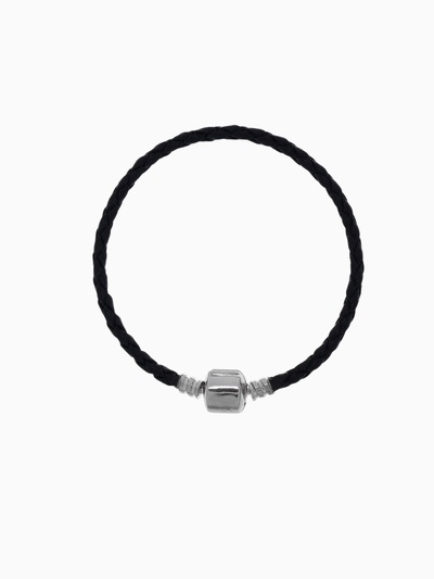 Браслет для шармов «Бусинка» основа, цвет чёрный в серебре, 18 см