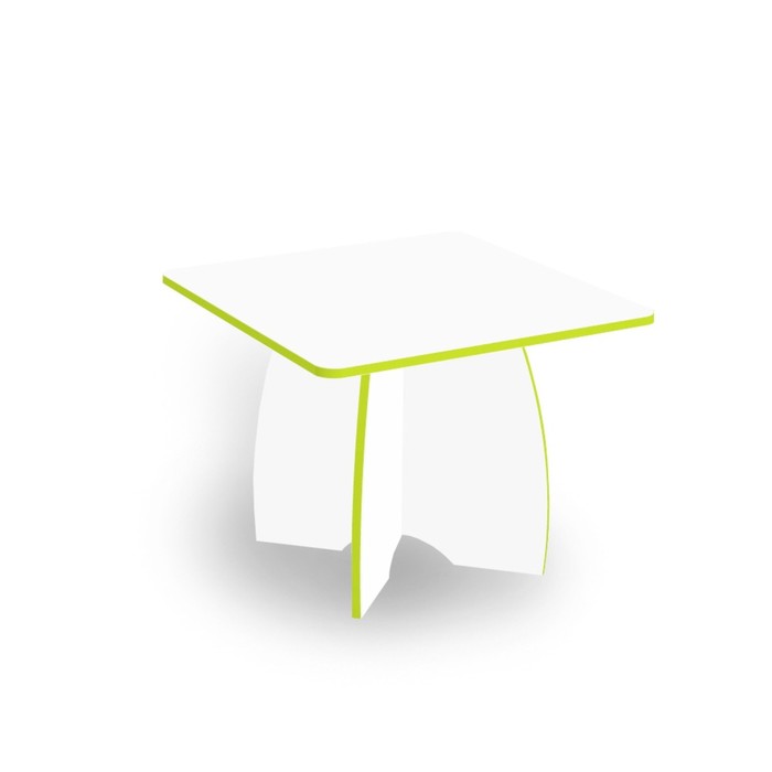 Детский столик на 4-х детей, 600 × 600 × 450 мм, цвет белый / кромка лайм - Фото 1