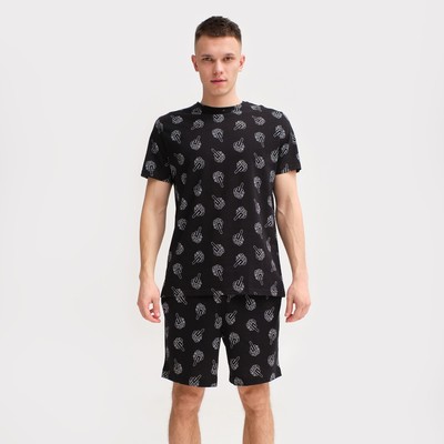 Пижама мужская: футболка, шорты KAFTAN F*ck, размер 56, чёрная