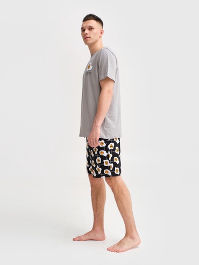 Пижама мужская (футболка, шорты) KAFTAN Good mo, размер 48, цвет серый, чёрный