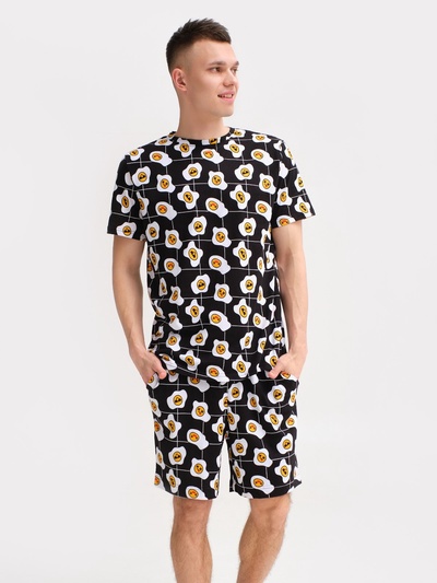 Пижама мужская KAFTAN «Яйца», размер 52, чёрная