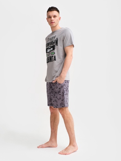 Пижама мужская KAFTAN «Подвиг», размер 56, серая