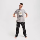 Пижама мужская KAFTAN "Утры" размер 48, серый/черный - Фото 4