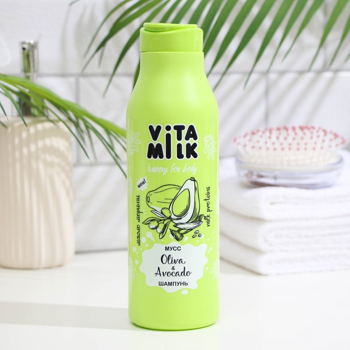 Шампунь для волос, VitaMilk, мусс, олива и авокадо, 400 мл - Фото 1