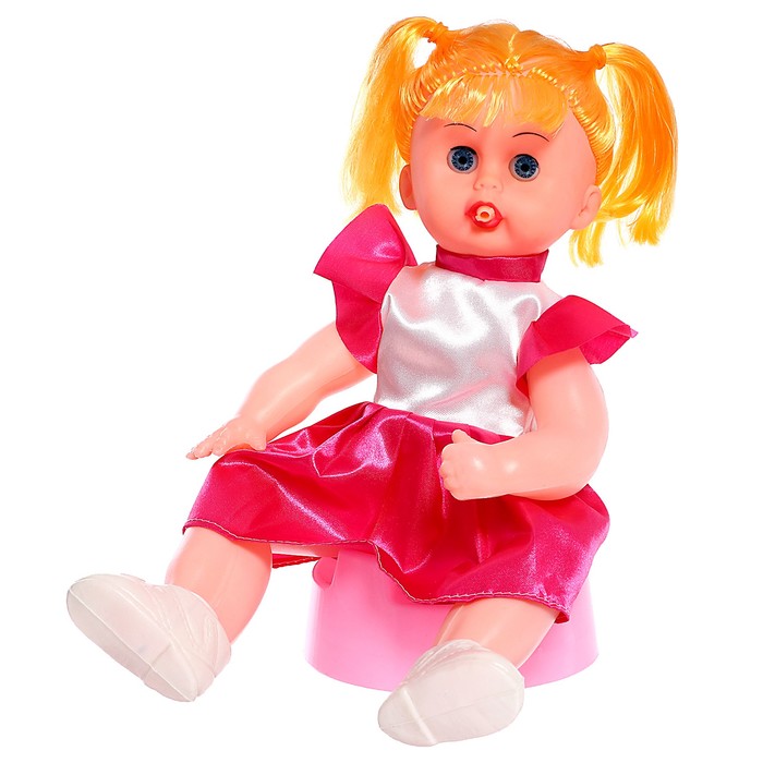 Пупс «Малыш», с аксессуарами, пьёт, писает, цвет платья тёмно розовый 53759