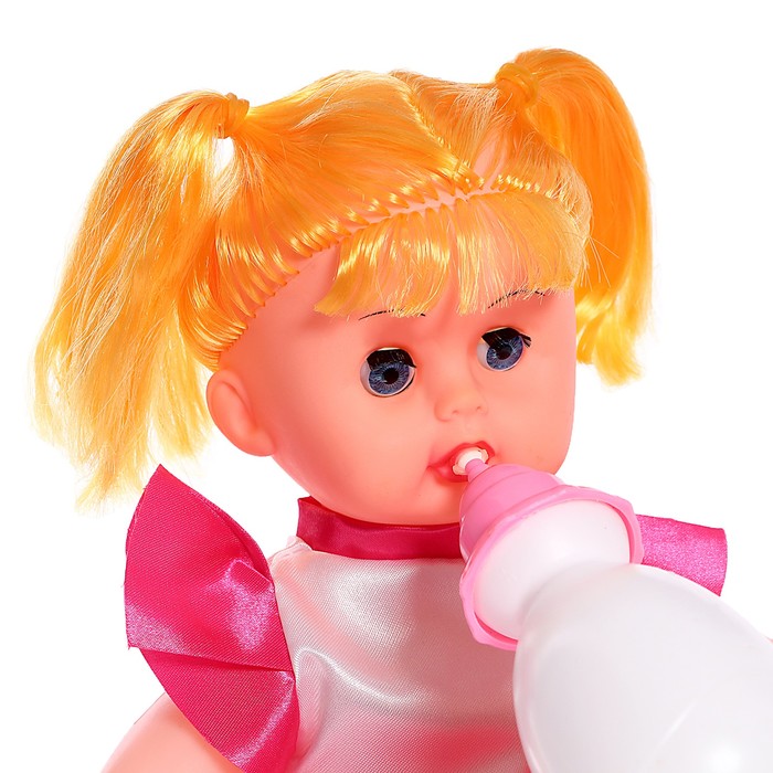 Пупс «Малыш», с аксессуарами, пьёт, писает, цвет платья тёмно розовый 53759