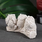 Фигура "Три совы на жердочке" слоновая кость, 10х6х5см - фото 9838222