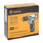 Дрель-шуруповерт DEKO GCD12DU3 SNOW WHITE SET1, 12 В, Li-Ion, 32 Нм, 1.5 Ач, 400/1500 об/мин 7816317