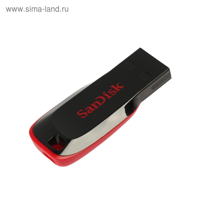 Флешка Sandisk, 32 Гб, USB2.0, Cruzer Blade, чт до 25 Мб/с, зап до 15 Мб/с, черная-красная - Фото 1