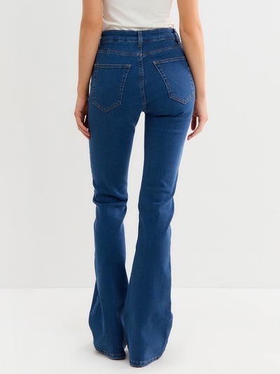 Джинсы женские клёш со стрелкой MINAKU: Jeans Collection, размер 44, синие