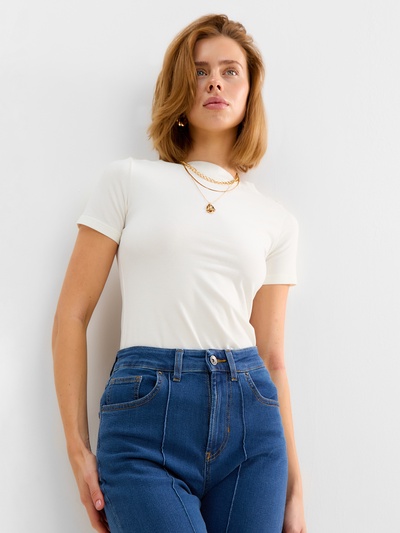 Джинсы женские клёш со стрелкой MINAKU: Jeans Collection, размер 44, синие