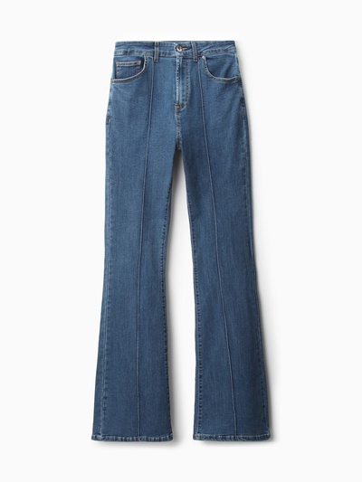 Джинсы женские клёш со стрелкой MINAKU: Jeans Collection, размер 44, синие