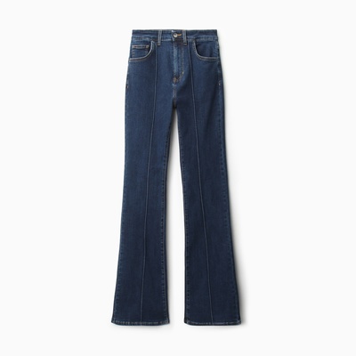 Джинсы женские клёш со стрелкой MINAKU: Jeans Collection, размер 42, тёмно-синие